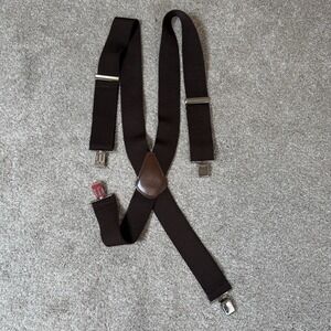 Holdup Suspenders Mens Brown Adjustable X Back‎ Clips Stretch